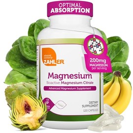 Zahler Magnesium Citrate, All Natural Supplement with Maximum Absorption, Helps Maintain Normal Muscle and Nerve Function, Certified Kosher, 200mg, 12