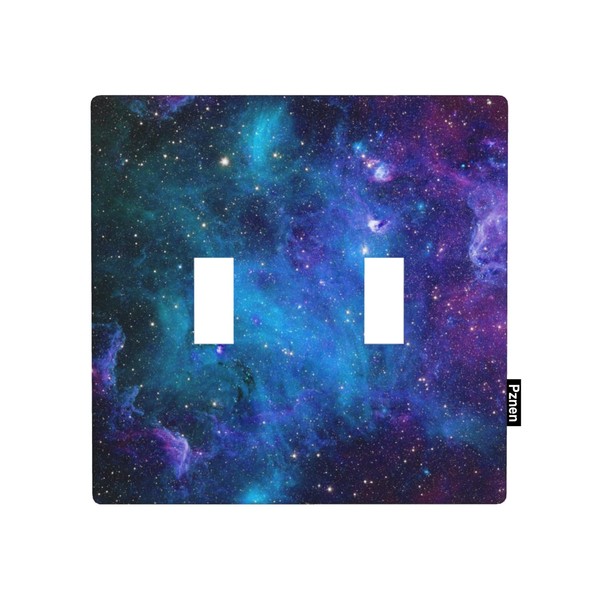 Pznen Galaxy Double Toggle Switch Covers Space Blue Night Starry