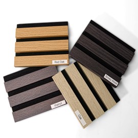 AMZDEPOT Wood Slat Wall Panel, 4 Pack Wood Panels for Wall, 3D Soundproof Wall Panels, Large Acoustic Panels for Interior Ceiling and Wall Decor Noise Reduction, Sample