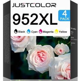 JUSTCOLOR Compatible Ink Cartridges Replacement for HP 952XL 952 XL 4 Combo Pack (Black, Cyan/Magenta/Yellow) to use with HP OfficeJet Pro 8710 7740 8720 8715 8210 8703 OfficeJet 8702 Printers