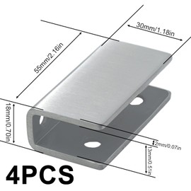 Glass Clamp Glass Holder Stainless Steel Pack of 4 8-12 mm Adjustable Glass Shelf Brackets with Screws and Plastic Insert for Window Railing Stairs Bathroom