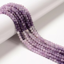Unbranded Natural Gradient Lepidolite Faceted Round Beads Size 4mm 15.5'' Strand