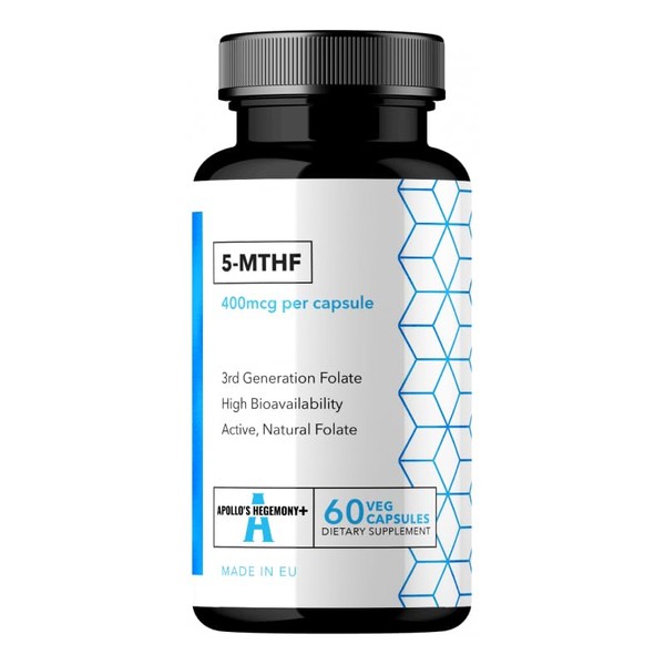 5-MTHF 800 mg contiene Folato 400 mg - 60 Capsule Vegane - L'Egemonia di Apollo