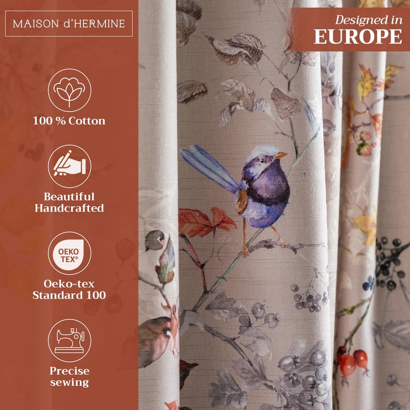 Maison d' Hermine Curtains for Living Room 100% Cotton 84