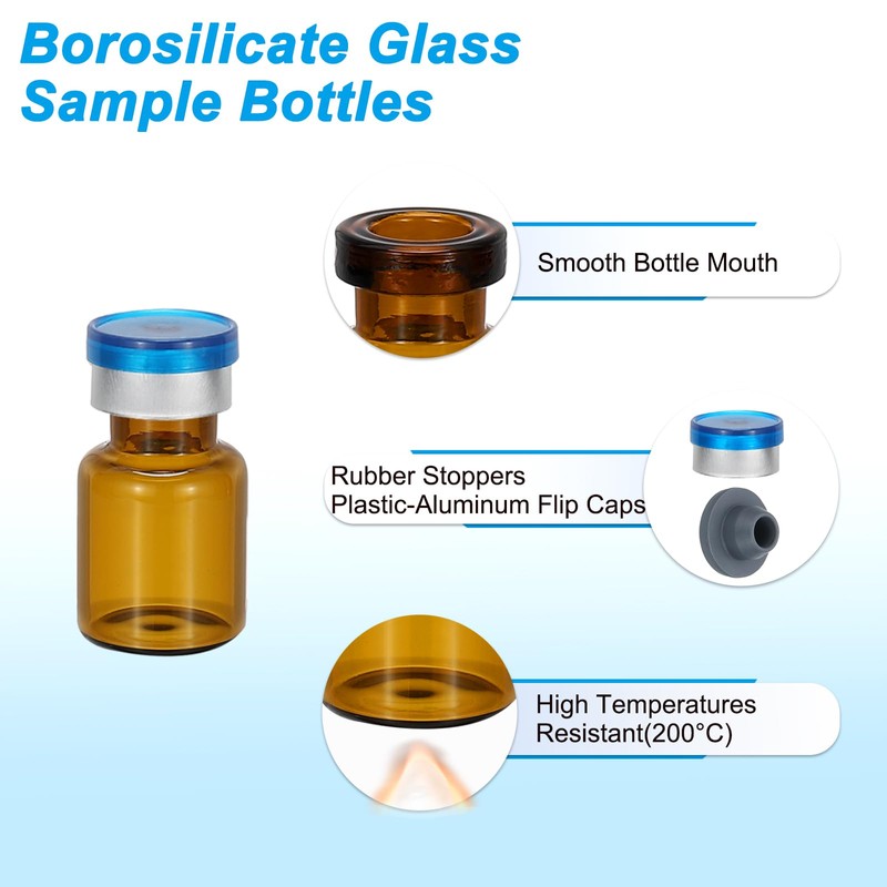 PATIKIL 12pcs 2ml Amber Borosilicate Glass Sample Vials with Aluminum