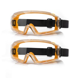 4-FQ Safety Goggles Glasses 2 Pack - Anti-Fog Clear Lens, Impact Resistance - Adjustable Non-Slip Strap - ANSI Z87.1 Certified Eye Protection for Chemistry Lab Work & Industrial Use for Men & Women