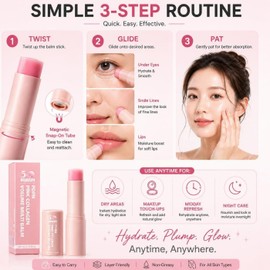 Pink Collagen Volume Multi Balm - Anti-Aging Collagen Moisturizing Stick para Ojos, Cuello y Rostro - Hidratante Reafirmante y Tratamiento AntiarrugasDiseño práctico