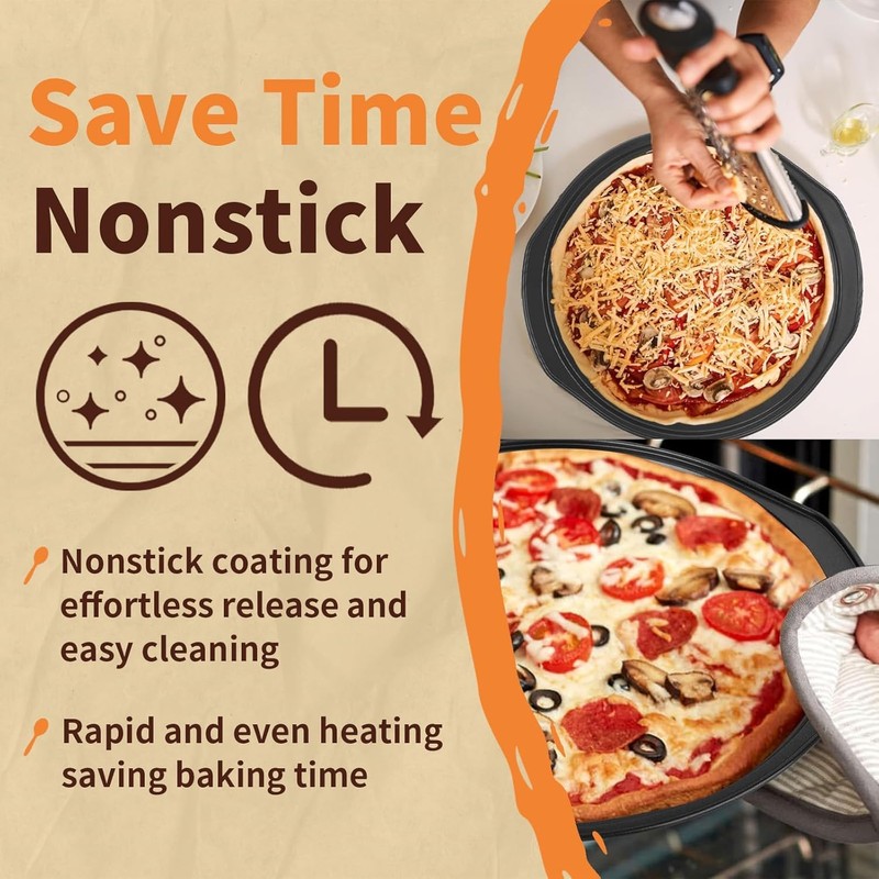CoCoCherry 2 Pack 14 Inch Pizza Trays for Oven Non