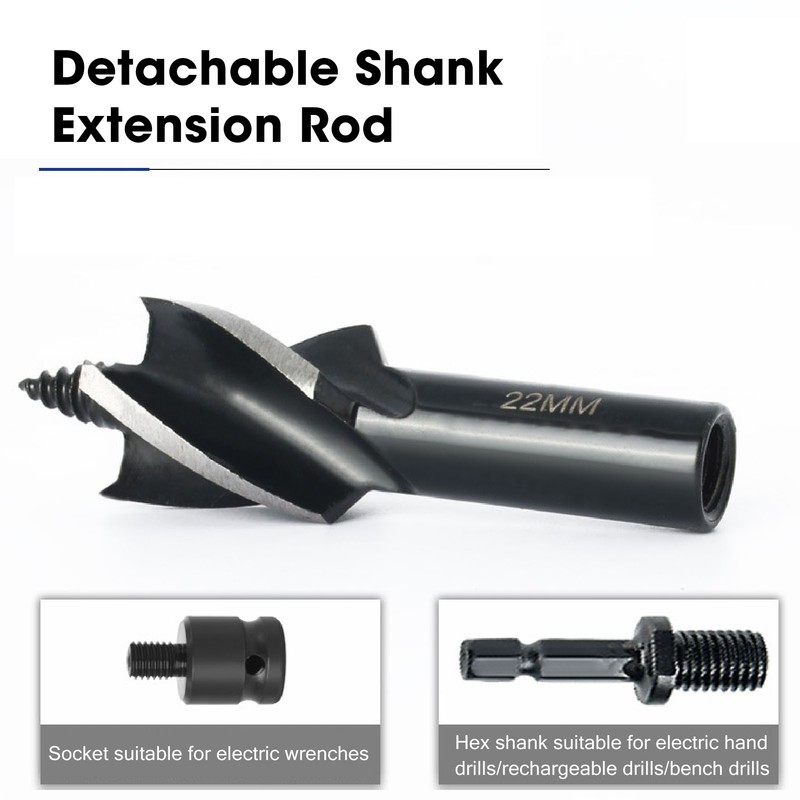 4 Pcs Wood Auger Bit 4 Flute Detachable Hex Shank