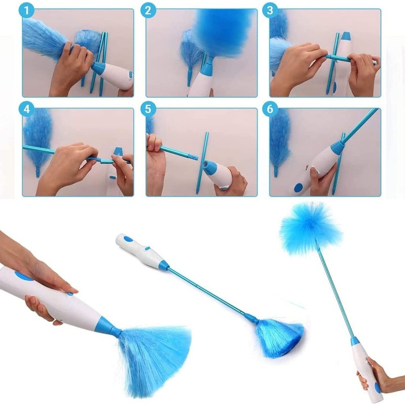 Electric Duster, 180° Bendable Spin Duster Motorised Dust Washable Duster,