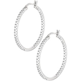 LUXSTRA CZ Gold Hoop Earrings,Solid 925 Sterling Silver Post,Cubic Zirconia Pave Hoop Earrings,18K Yellow, Rose, White Gold Filled Hoop Earrings,15, 20, 30mm, Gold Hoops Christmas, Cubic Zirconia