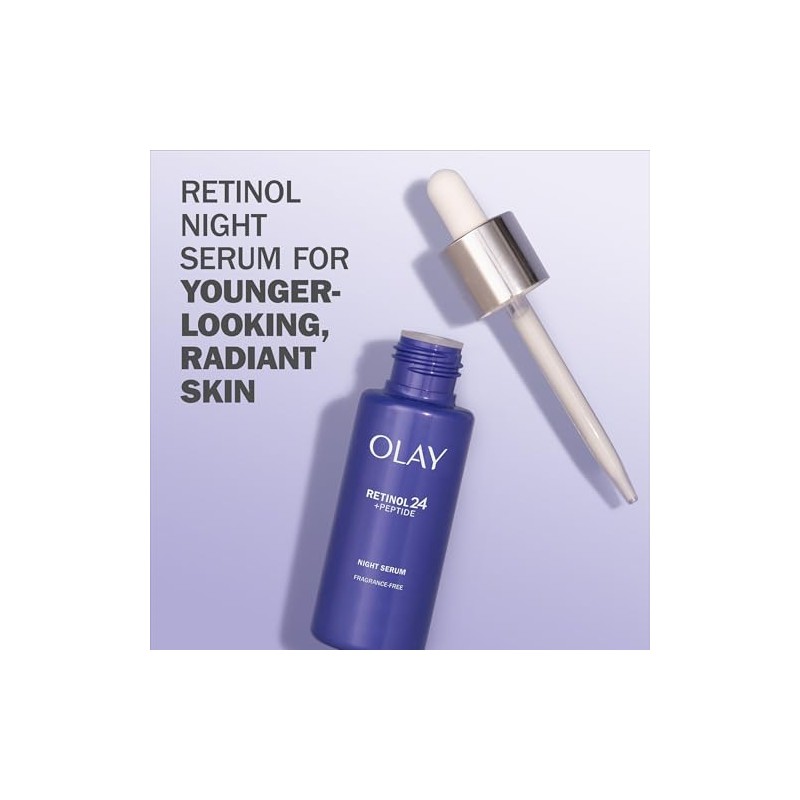 Olay Retinol 24 MAX Suero Suavizante Nocturno, Sin Fragancia, 1.3