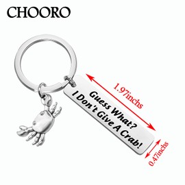 CHOORO Funny Crab Gift Crab Charm Jewelry Sealife Gift Guess What I Don't Give A Crab Keychain (Give A Crab K)