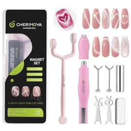 CHERIMOYA Juego de Imanes de Ojo de Gato de 4 Piezas | Esmalte de Uñas Magnético 4 En 1, Cabezal Doble Forma Y Herramienta Magnética en Forma de Corazón