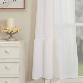 Piper Classics Provincial Linen White Ruffled Shower Curtain, 72" L x 72" W, 100% Linen Bath Accent