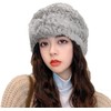 IBLUELOVER Women Faux Fur Beanie Hat Knitted Fluffy Russian Bomber