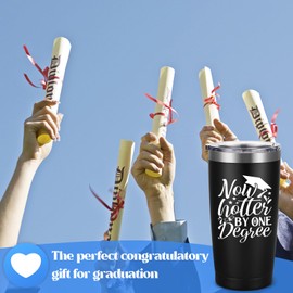 Livole Graduation Gifts for Him, Boys, Friends, Men, High School, Master, Bachelor Graduate Presents, Now Hotter by One Degree, Congratulations Gifts for Him, 20oz 600ml Travel Mugs, Insulated Cup