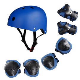 [通拓商品]Children Protective Gear Set 7 in 1 Adjustable Helment Knee Elbow Wrist Pads for Kids Skateboard Scooter Skating