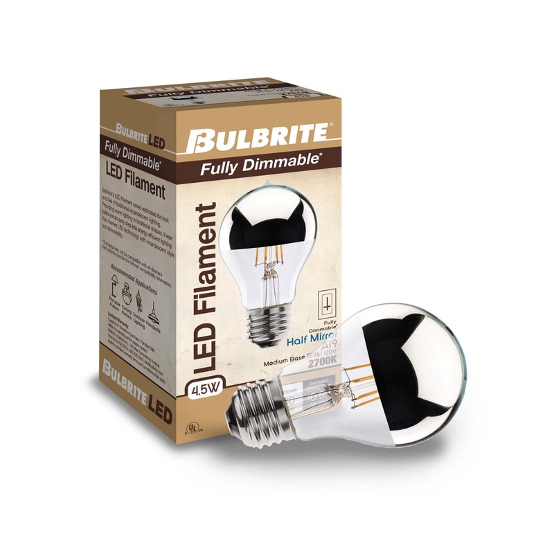 4.5W LED A19 2700K FILAMENT HALF MIRROR E26 120V FULLY