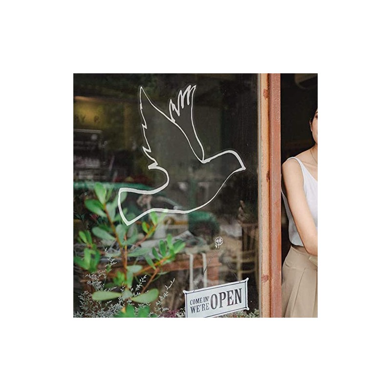 Large 460mm 'Dove' Clear Static Window Cling Sticker/Decal (White) (WC00012531)