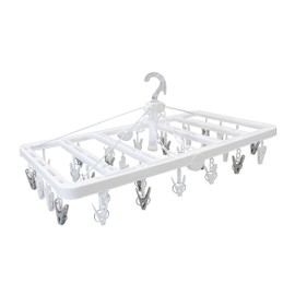 Towa Sangyo Laundry Hanger, White, Approx. 11.0 x 25.8 x 13.4 inches (28 x 65.5 x 34 cm), UD Bathroom Drying Corner Hanger, Hanger, Hangs Over Windowsill, 32 Clothespins Included