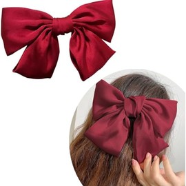 Large Red Bowknot, Hair Clip for Girls, Silky Satin Bow Hair Clips for Women, Hair Bows Barrettes Bowknots, Hair Bow Hair Pin Accessories, Hair Bow Clip, Hairpin