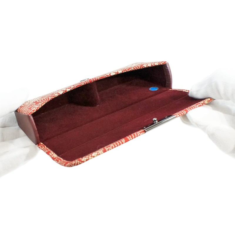 Indenya 4206-13-174 H Glasses Case, Deer Leather, Red Background x