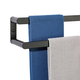 SAYAYO Double Towel Bar for Bathroom Wall, 24 Inch Black Bath Towel Rack Towel Holder