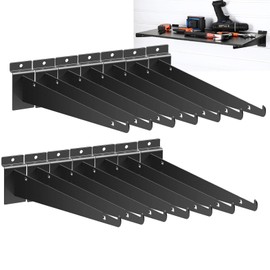 16 Inch Slatwall Shelf Bracket with Lip, 14 Pack Metal Shelf Brackets for Slat Wall,Heavy Duty Slatwall Accessories for Slatwall Panels Shelving Display Home Commercial- Black Slatwall Shelf Brackets