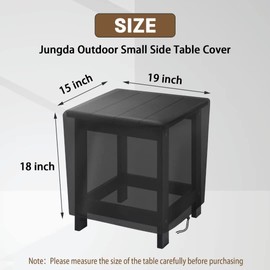 Jungda - Funda para mesa auxiliar pequeña para exteriores, de 19 pulgadas, para patio, pequeña para exterior, impermeable, para muebles pequeños, 19 x 15 x 18 pulgadas