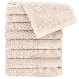 Pure Label 8-Piece Guest Towels 30 x 50 cm with Hanging Loop Made of 100% Cotton, Absorbent, Soft and Oeko-Tex Certified - 8 Guest Towels Cream, 30 x 50 cm