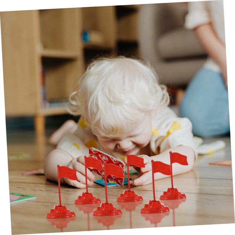 SUPVOX 50Sets Plastic Red Flag Model for DIY Miniature Scene