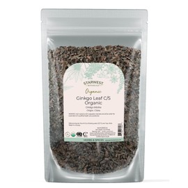 Starwest Botanicals Organic Ginkgo Leaf - Ginkgo Biloba, Dried Loose Leaf Herb for Tea, Capsules, & Herbal Blends, Cut & Sifted, Certified Kosher, Non-GMO - 4 oz Pouch