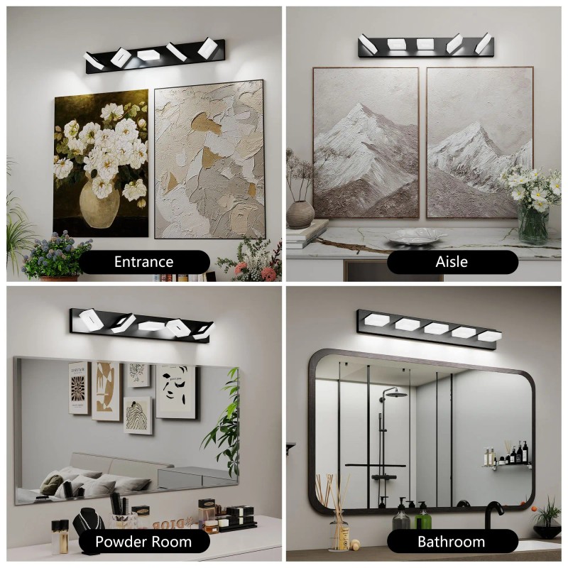 Matte Black Modern Acrylic LED Bathroom Vanity Light Fixtures 5