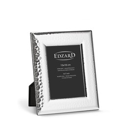 EDZARD Positano Photo Frame for Photo 13 x 18 cm Hammered Silver-Plated Tarnish-Resistant with Velvet Backing Includes 2 Hangers Photo Frame for Standing and Hanging