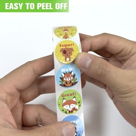 2000Pcs Motivational Stickers for Kids Reward, 4 Rolls Animals Praise Classroom Incentive Decal for Potty Training， Teacher Supplies, Student Behavior Chart Labels（32 Designs， 1 Inch）