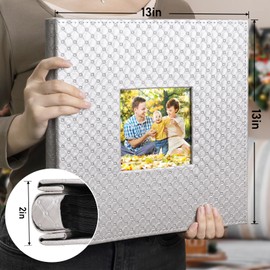 Photo Album 4x6 500 Photos Leather Cover Large Album for Storing Precious Memories Window Design Holds 500 Pictures of Family,Friends(Grey, 500 Pockets)
