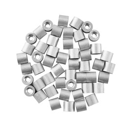 1/8" (3mm) Wire Rope Stop Loop Sleeve Round Crimps for Wire Rope Dia, Aluminum Crimping Loop Sleeve Round (50 Pcs)