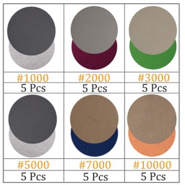 Aewio 30 Pcs 5 inch #1000-#10000 Wet Dry Sandpaper Sanding Discs 1000 2000 3000 5000 7000 10000 Each Grit 5 Pcs for Random Orbital Sanders (5 inch #1000-#10000)