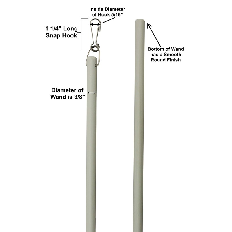 30" Fiberglass Drapery Baton Curtain Wands with Stainless Steel Snap