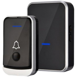 Retoo Wireless Doorbell 4 Volume Levels Outdoor Waterproof Portable Door Bells 38 Melodies 1 Bell Push 1 Receiver Black