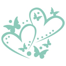 GRAZDesign Heart Wall Sticker with Butterflies Wall Sticker for Living Room Bedroom Children's Room Hallway Wall Decoration 70 x 57 cm / Mint