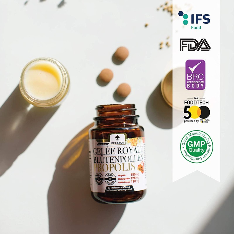 Bee&You Propolis, Royal Jelly, Flower Pollen Tablets 500 mg -