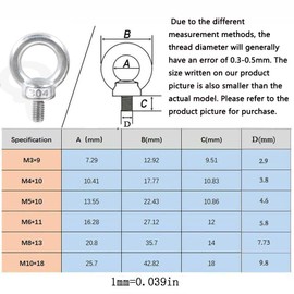 Eye Bolt 304 Stainless Steel Ring Bolt Metric Screw Ring M8X13 Eye Bolt Eye Bolt Eye Bolt Eye Screw for Hanging Pack of 5
