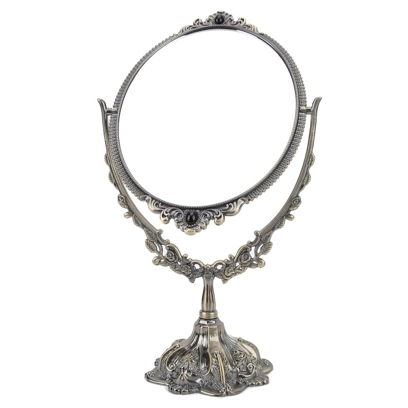 MakeUp Mirror EuropeanStyle Metal Retro DoubleSided Mirror for Bathroom Bedroom