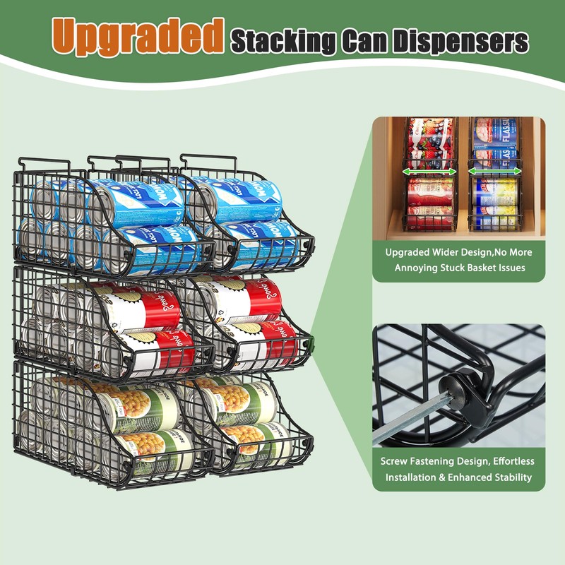 8-Pack Can Organizer for Pantry, Stackable Cabinet Food Shelves for