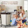160L Laundry Basket with Wheels, 2-section Rolling Laundry Basket, Large