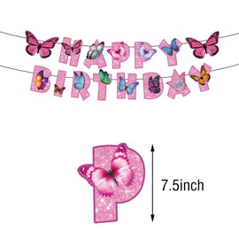 BIEUFBJI Butterfly Birthday Decorations Happy Birthday Banner Decor Fairy Happy Birthday Banner Fairy Garden Birthday Party Supplies