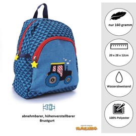Familando Spiegelburg Small Friends Backpack Tractor 4-Piece Set with Gym Bag, Lunch Box & Water Bottle Ideal for Kindergarten