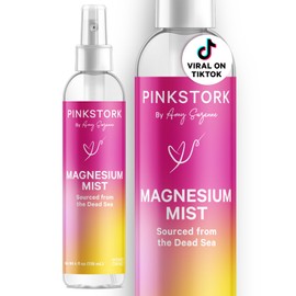Pink Stork Magnesium Spray Mist - for Calm, Stress, and Sleep, Seasickness Support, Pregnancy Must Haves, 200 mg per 6 Sprays, Pure Magnesium Chloride Body Spray, 4 oz, Unscented